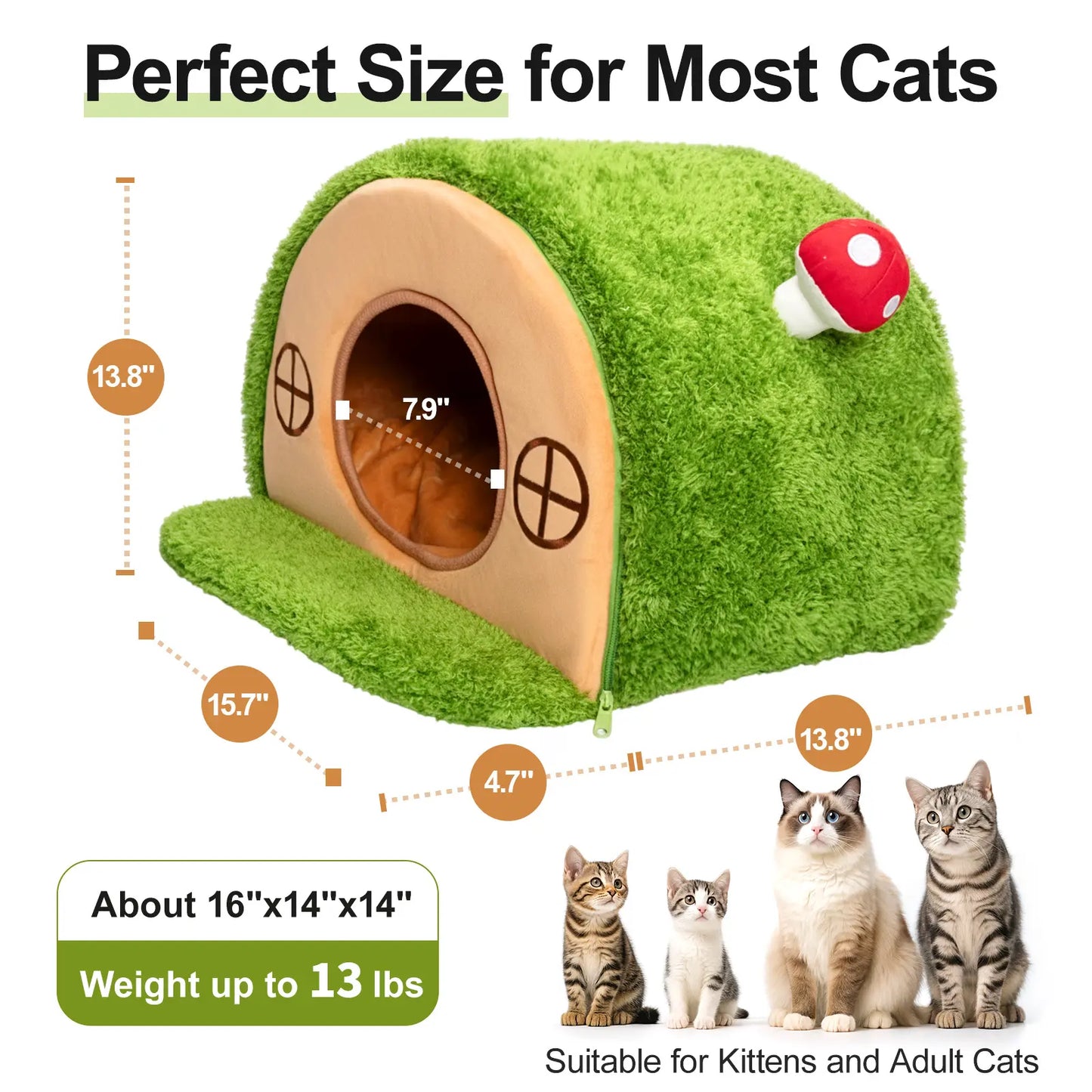 Crystal Velvet Tree Hole Cat Bed for Indoor Cats