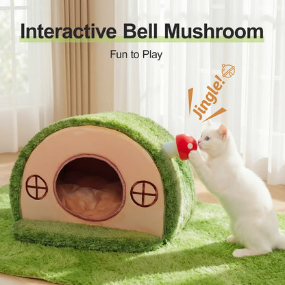 Crystal Velvet Tree Hole Cat Bed for Indoor Cats