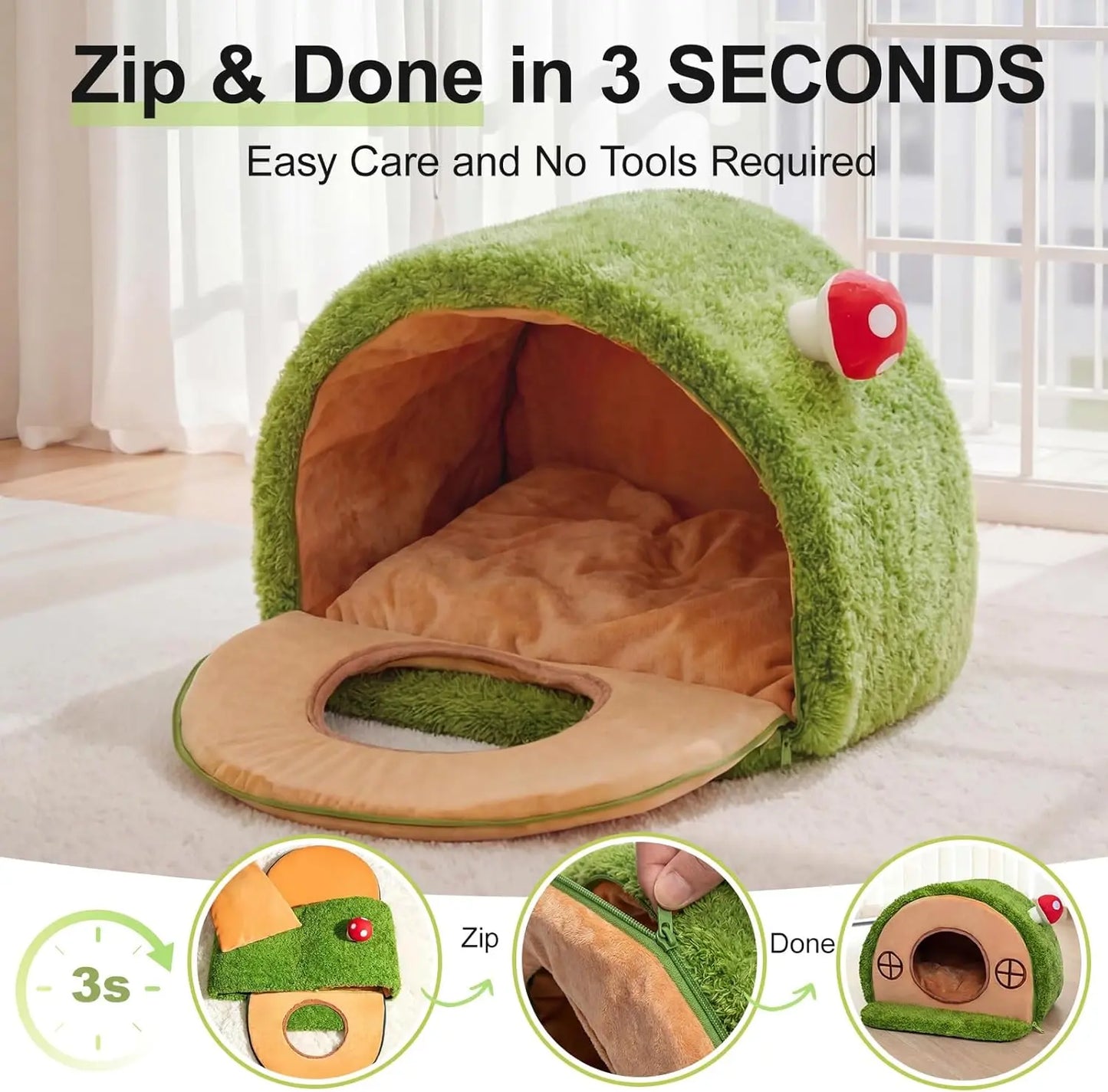 Crystal Velvet Tree Hole Cat Bed for Indoor Cats