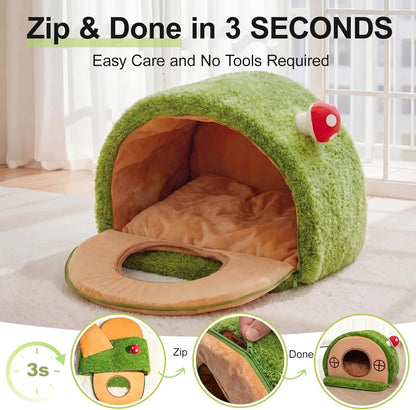 Crystal Velvet Tree Hole Cat Bed for Indoor Cats