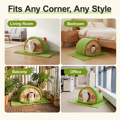 Crystal Velvet Tree Hole Cat Bed for Indoor Cats