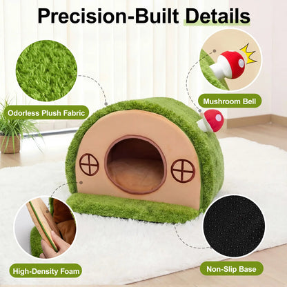 Crystal Velvet Tree Hole Cat Bed for Indoor Cats