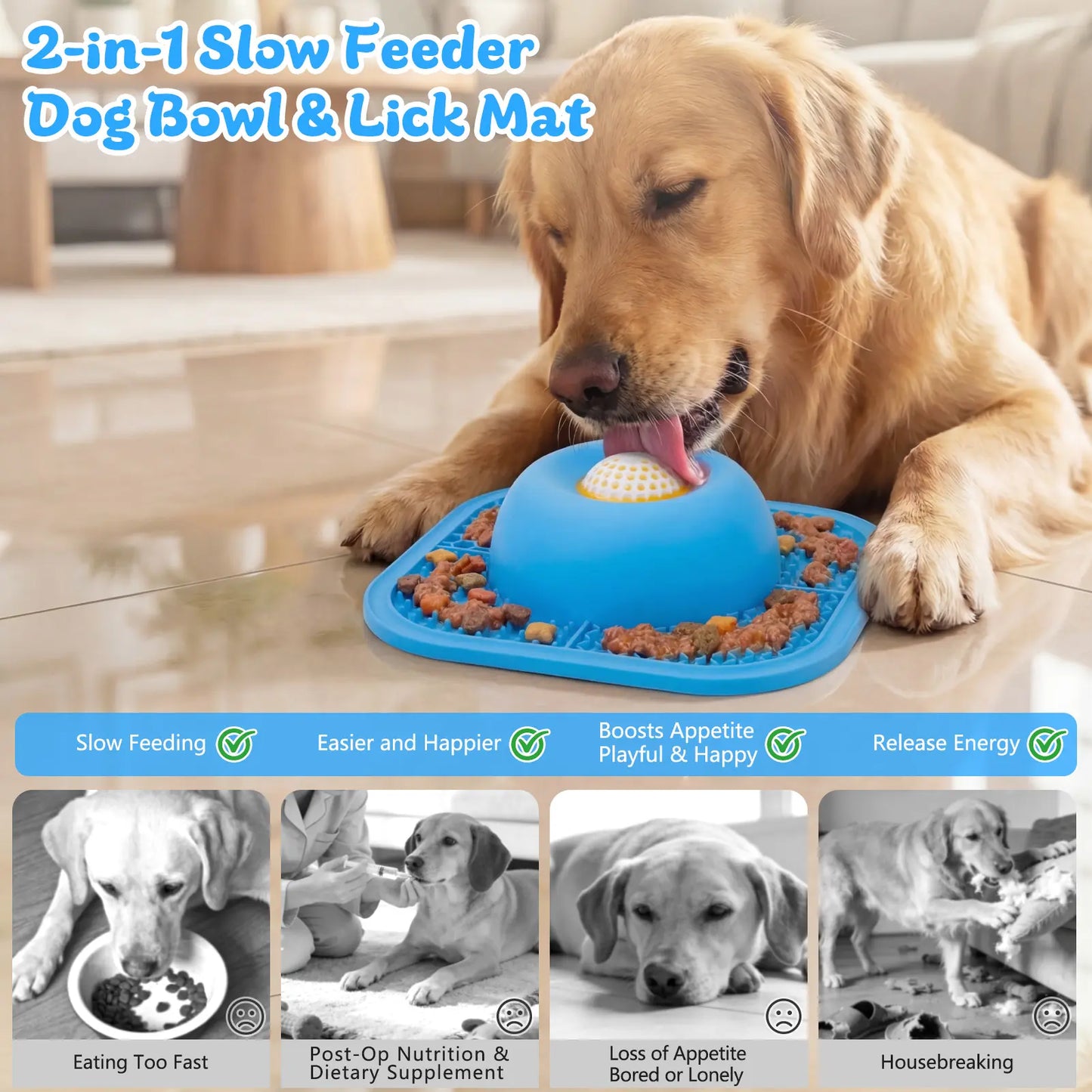 Slow Feeder Dog Bowl & Lick Mat