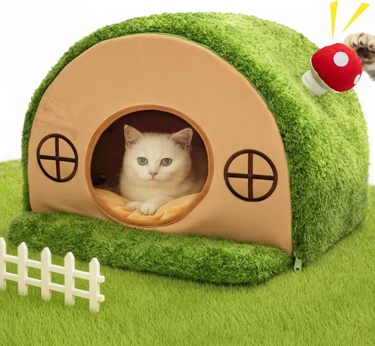 Crystal Velvet Tree Hole Cat Bed for Indoor Cats